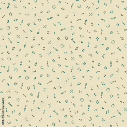 Time hand drawn Seamless Pattern Background