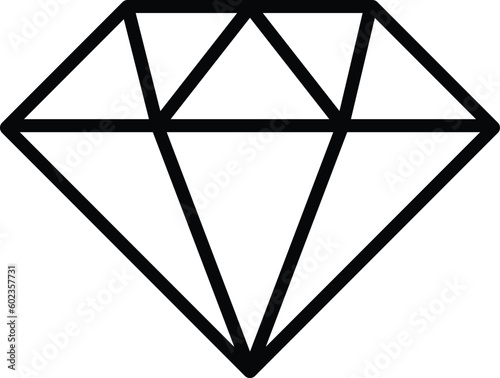 Diamond line icon vector isolated on white. Gemstone symbol . Gaming, precious crystal stone linear style sign for mobile concept and web design.