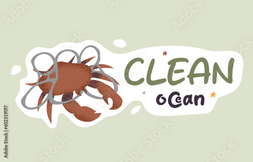 Crab Stuck In Plastic Sticker Template