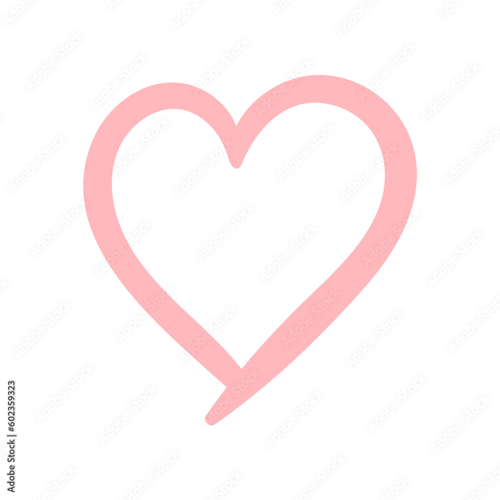 Pink heart shape isolated on white background. Vector illustration