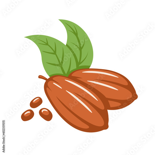 Cocoa beans isolated on white background. Logo template. Cacao beans. Design elements. Vector illustration