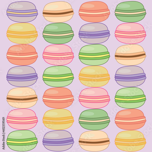 Colorful macaroons. Different cake macaron. Flat style, vector illustration.
