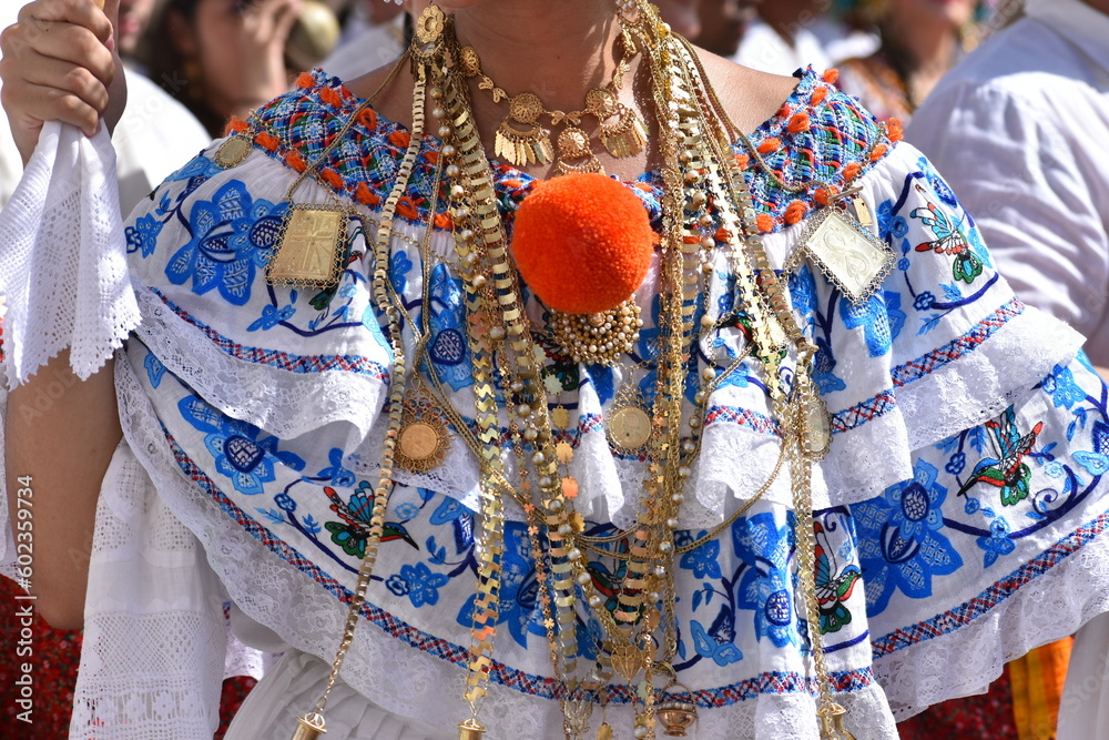Fototapeta premium Panamenial heritage cultural dress typical cultural parade
