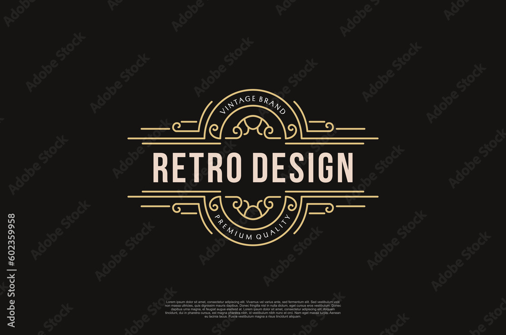 Fototapeta premium Old vinatage label ornament logo antique label decorations. Vector design element