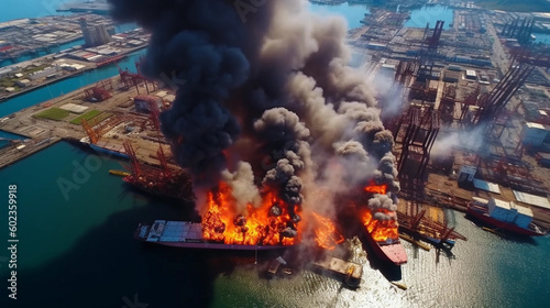 A Dramatic Fire on an Port Logistic