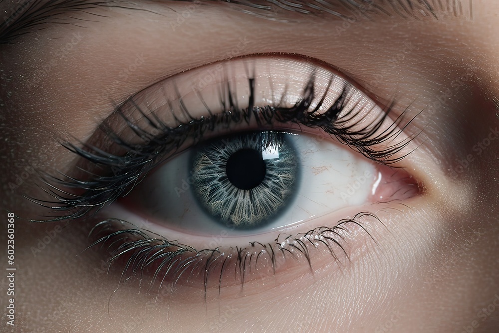 Obraz premium Perfect Eye. Close Up of a Beautiful Female Model's Eye with Flawless Makeup and Fashionable Look. Generative AI illustrations.