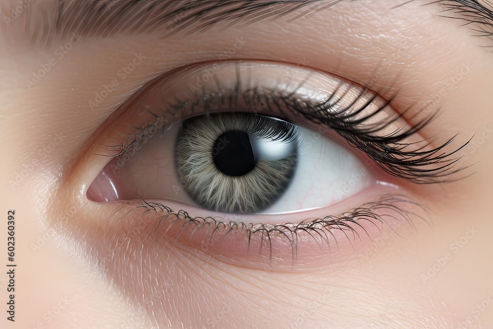 Obraz premium Perfect Eye. Close Up of a Beautiful Female Model's Eye with Flawless Makeup and Fashionable Look. Generative AI illustrations.