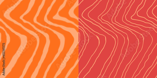 Salmon filet vector seamless pattern. Food abstract texture.
