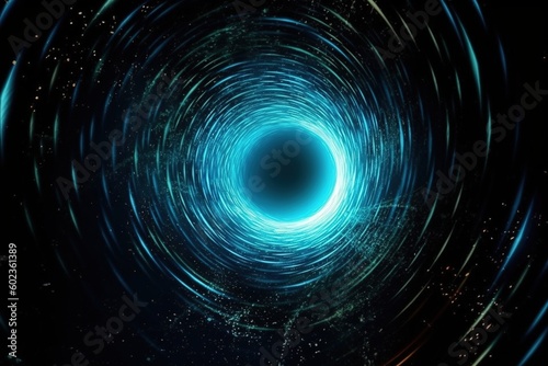 Tunnel or wormhole, tunnel that can connect one universe with another. Abstract speed tunnel warp in space, wormhole or black hole, scene of overcoming the temporary space in cosmos. Generative AI