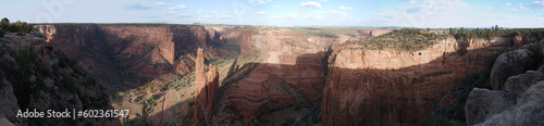 wide panorama of Canyon de Chelly National Monument near Chinle in northern Arizona