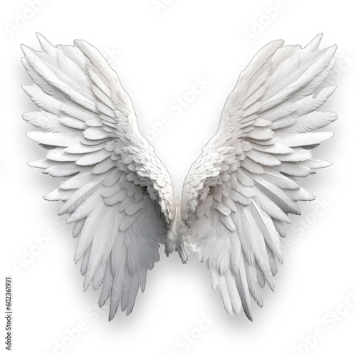 white angel wings in transparent background, ai generative