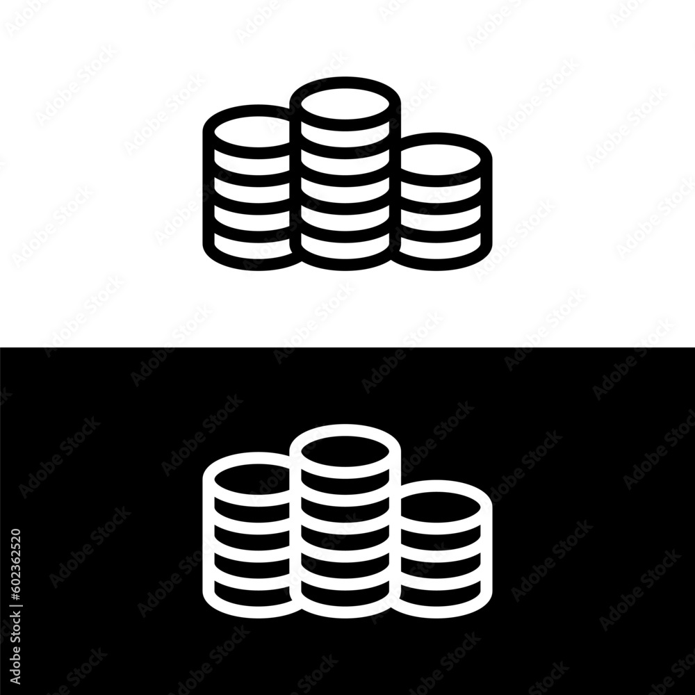black and white money coin icon