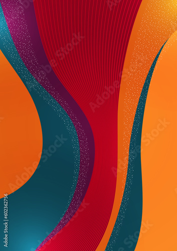 Creative geometric colorful bright wave background with lines and dots. Collage. Design for prints, posters, postcards, etc. Vector