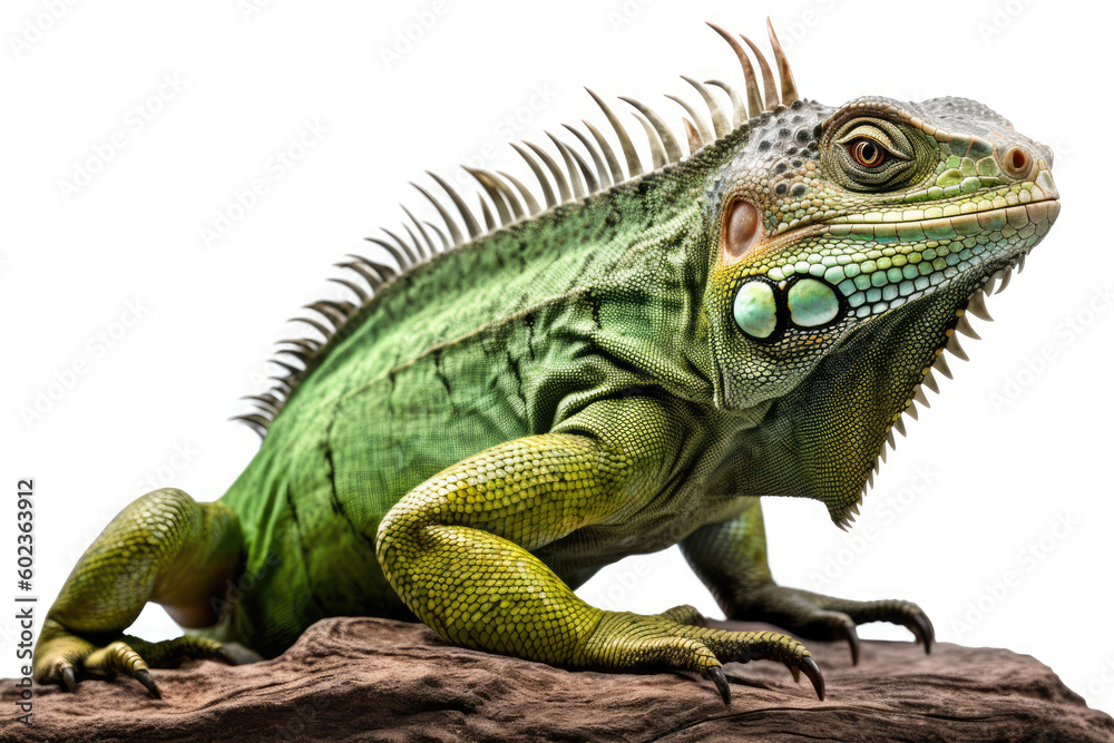 green iguana isolated created with Generative AI technology green iguana isolated created with Generative AI technology
