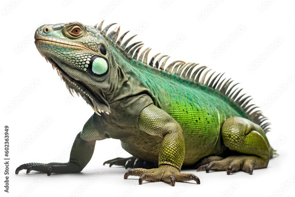 Obraz premium green iguana isolated created with Generative AI technology