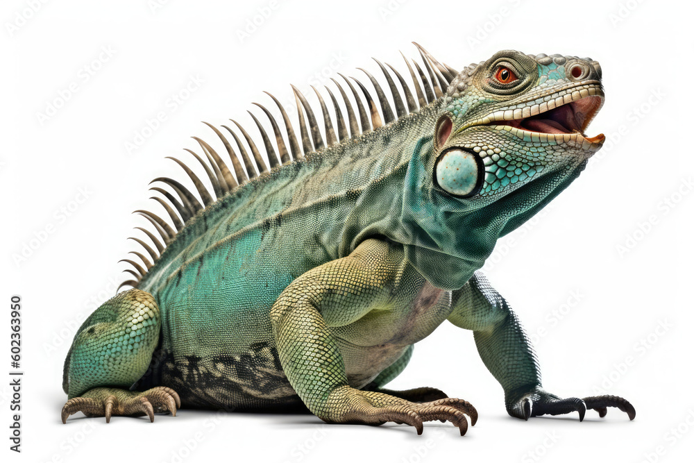 green iguana isolated created with Generative AI technology green iguana isolated created with Generative AI technology