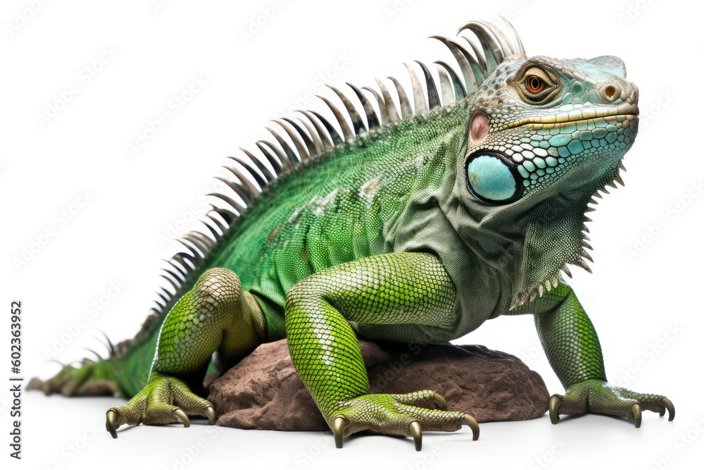 Fototapeta premium green iguana isolated created with Generative AI technology