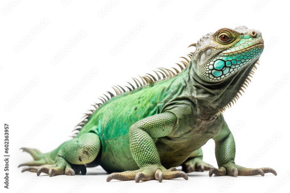 green iguana isolated created with Generative AI technology green iguana isolated created with Generative AI technology