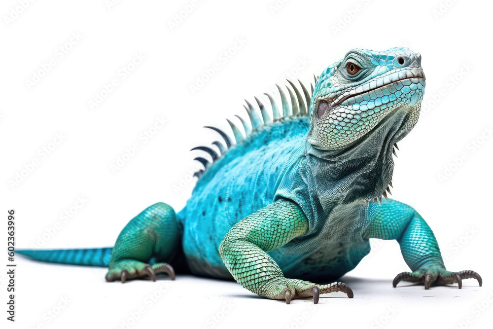 blue iguana isolated created with Generative AI technology