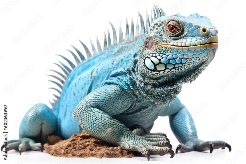 Obraz premium blue iguana isolated created with Generative AI technology