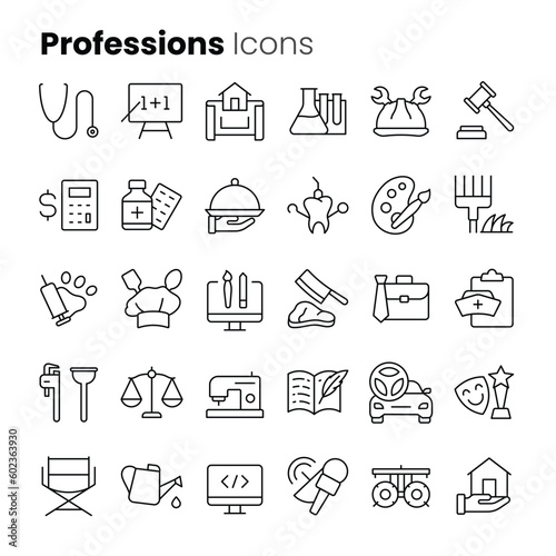 Professions vector icon set