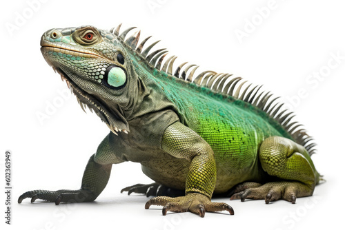 green iguana isolated created with Generative AI technology © Poprock3d