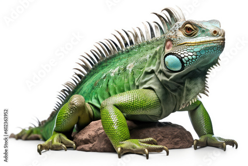 green iguana isolated created with Generative AI technology