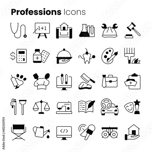 Professions vector icon set