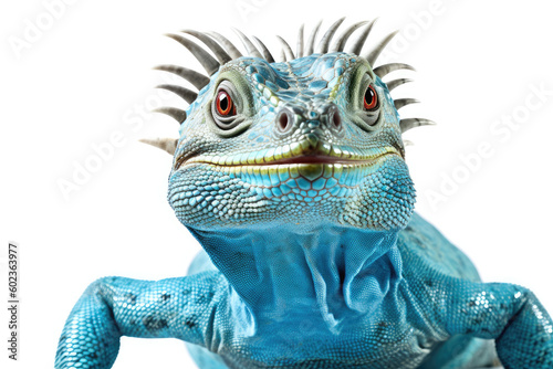 blue iguana isolated created with Generative AI technology