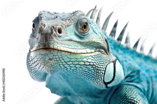 blue iguana isolated created with Generative AI technology