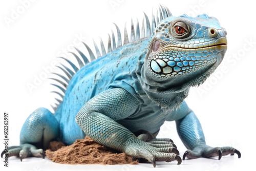 blue iguana isolated created with Generative AI technology photo