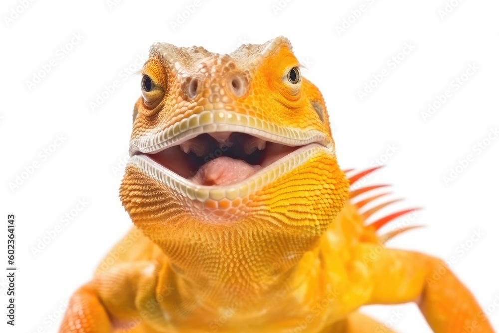 Fototapeta premium orange iguana isolated on with created with Generative AI technology