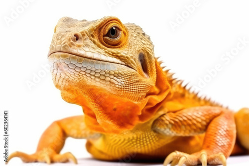 orange iguana isolated on with created with Generative AI technology