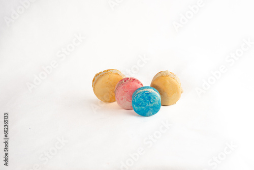 Colorful Macrons on white background