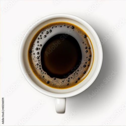 Top view Coffee cup top view isolated on white background, Generative ai