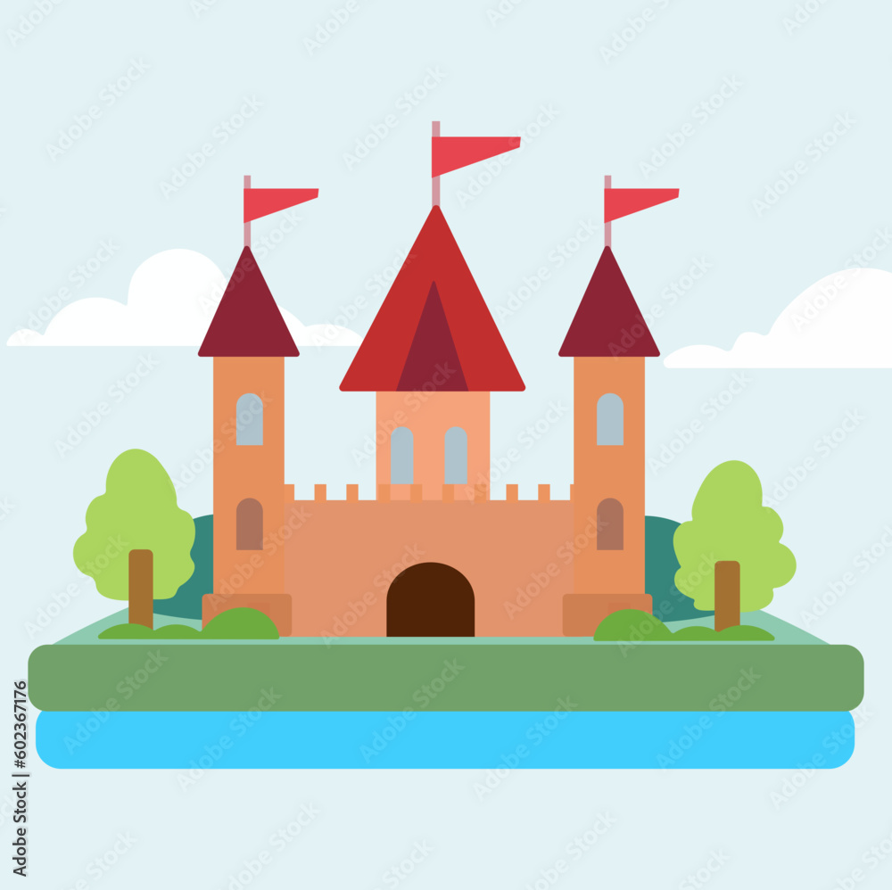 castle flat isolated  vector illustration
