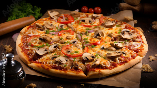 closeup view of pizza, Generative Ai