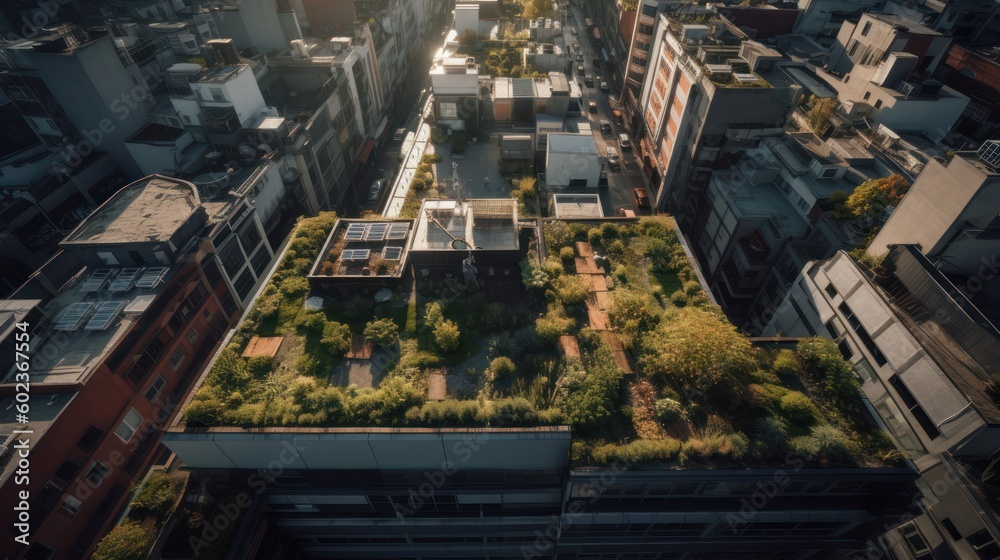 green roof from above  in the city drone shot Beautiful Natural Photograph Fresh Green Lifestyle