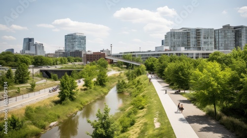 Canal flowing roadside Beautiful Natural Photograph Fresh Green Lifestyle