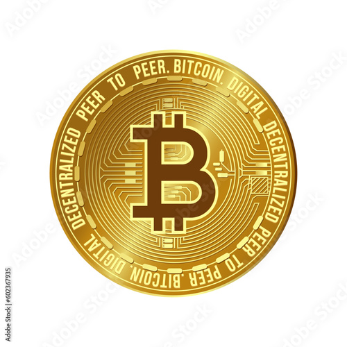 Bitcoin. Golden cryptocurrency coin. Electronics finance money symbol. 