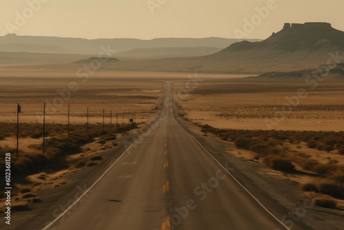 Long highway road in the desert