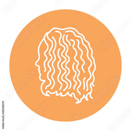 Woman red curly hair color line icon. Beauty industry. Hairdresser service.
