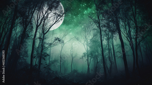 Enchanted Shadows: A Mysterious Night in the Forest, generative AI