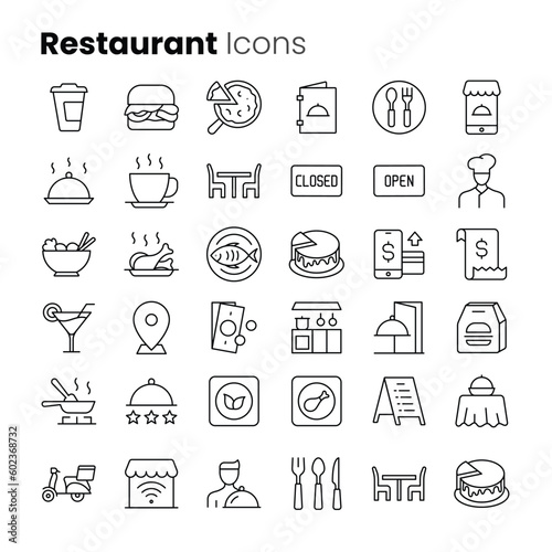 Restaurant food order vector icon set