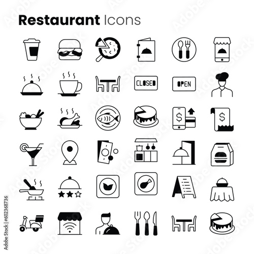 Restaurant food order vector icon set