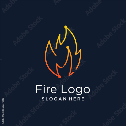 Fire tech logo design idea with modern creative idea