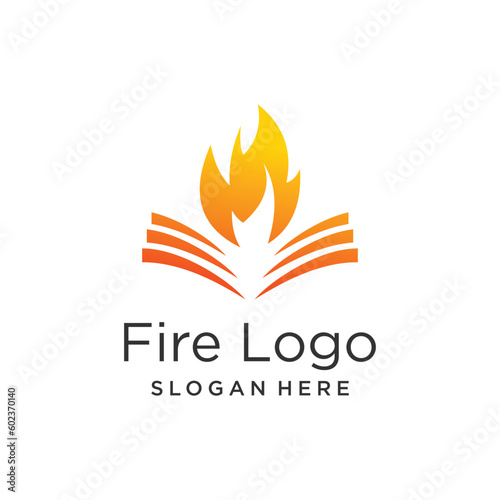Fire book logo design idea with modern creative idea