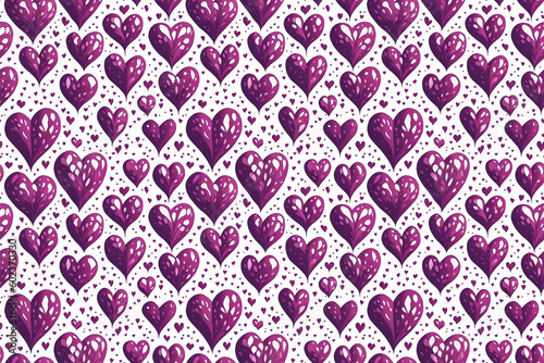 Seamless burgundy watercolor painted hearts template. Background for Valentine's Day.