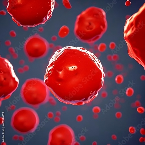 Red blood cells on abstract background. Generative AI