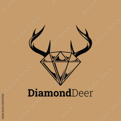 Diamond logo with deer design template Premium Vector